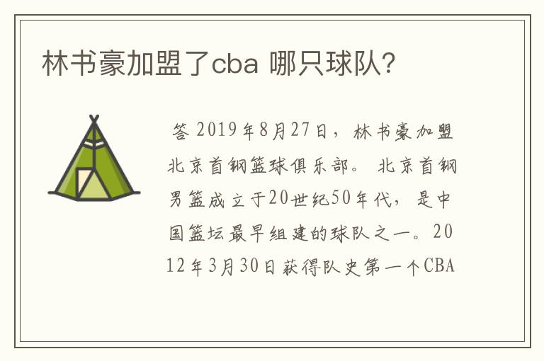 林书豪加盟了cba 哪只球队？