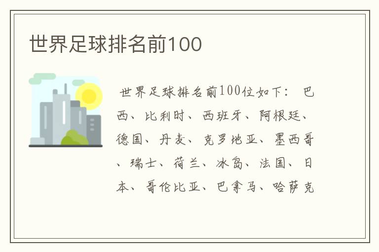 世界足球排名前100