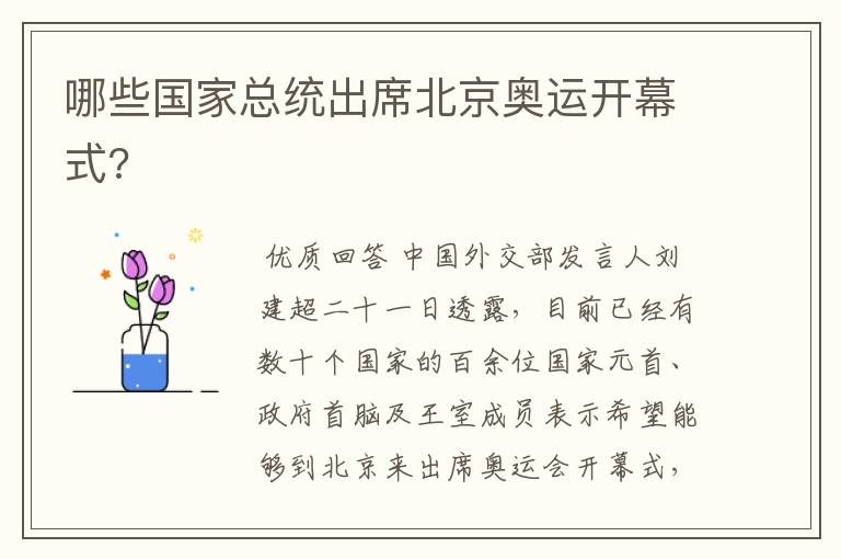 哪些国家总统出席北京奥运开幕式?