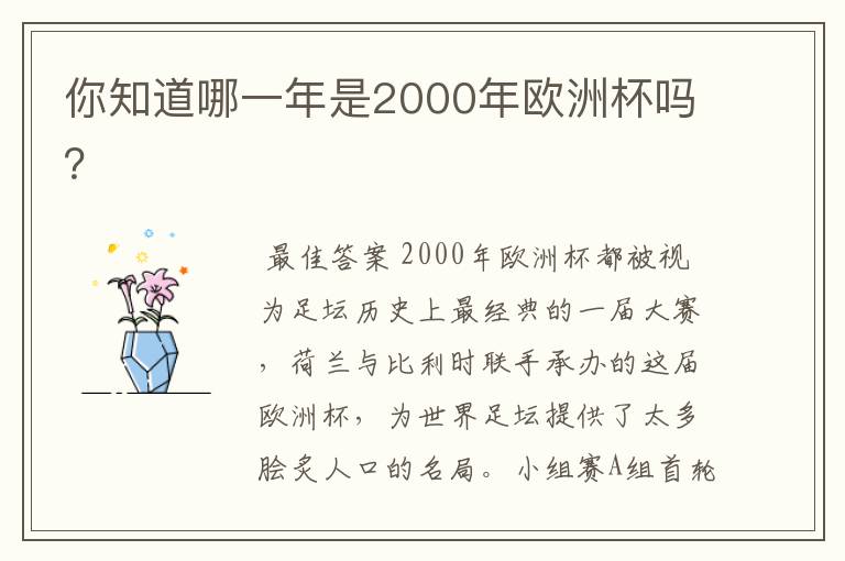 你知道哪一年是2000年欧洲杯吗？