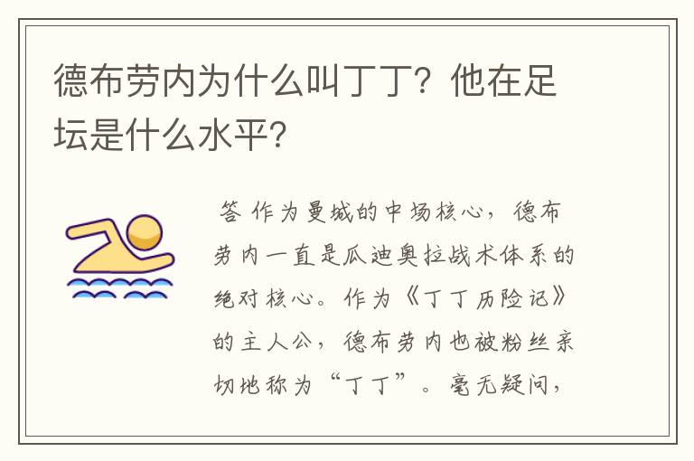 德布劳内为什么叫丁丁？他在足坛是什么水平？