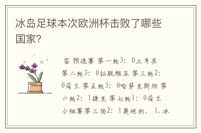 冰岛足球本次欧洲杯击败了哪些国家？