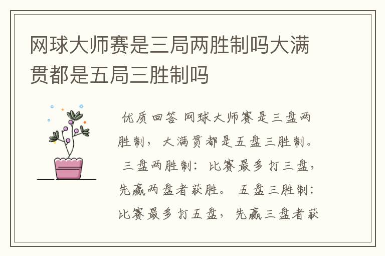 网球大师赛是三局两胜制吗大满贯都是五局三胜制吗