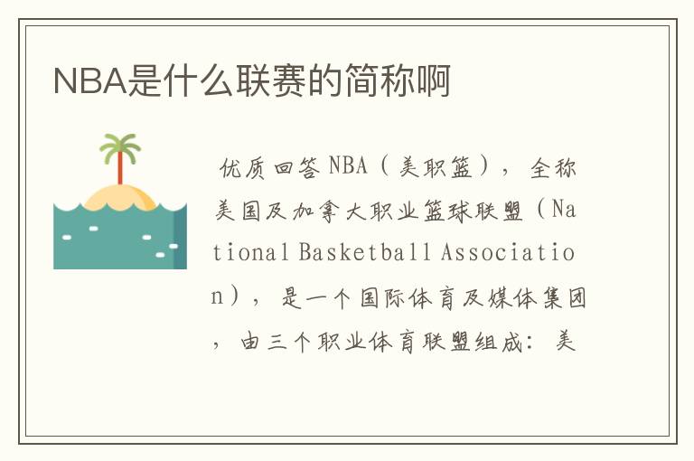 NBA是什么联赛的简称啊