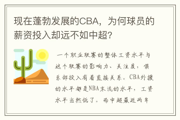 现在蓬勃发展的CBA，为何球员的薪资投入却远不如中超?