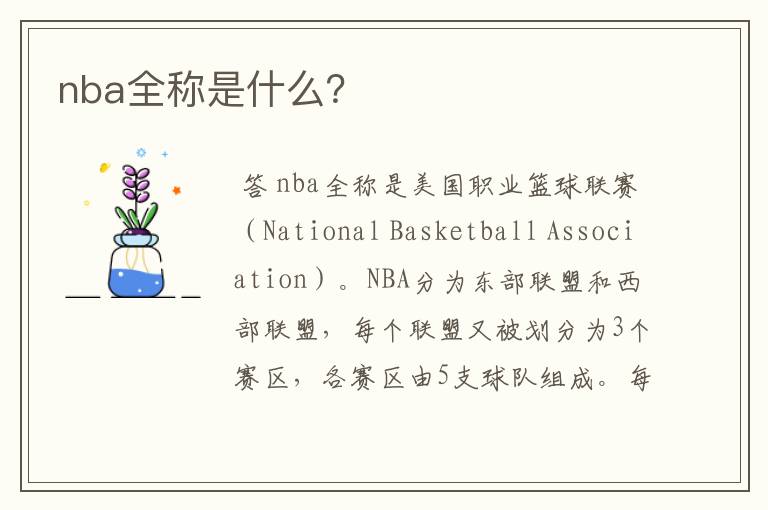 nba全称是什么？