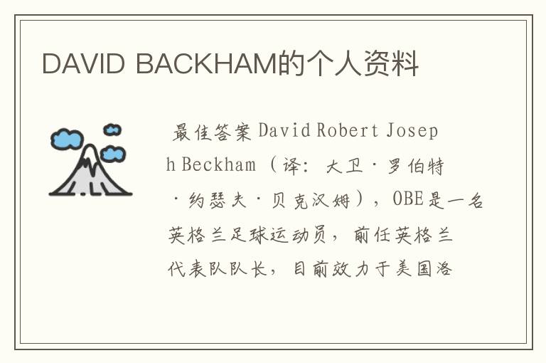 DAVID BACKHAM的个人资料