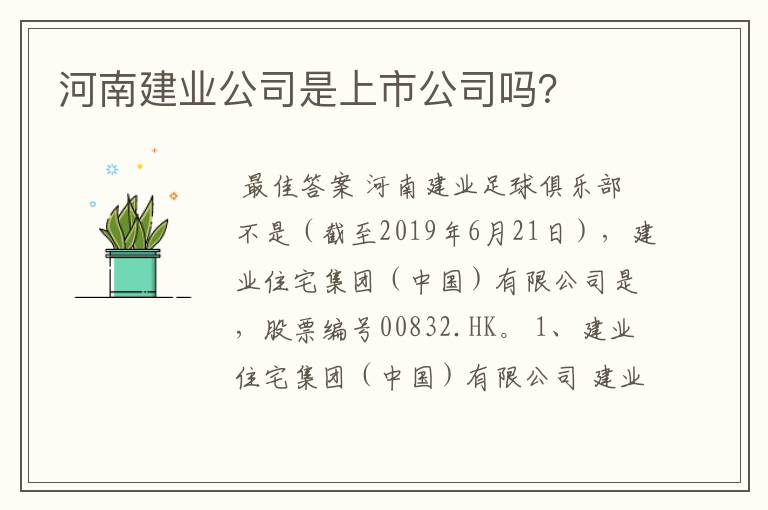 河南建业公司是上市公司吗？