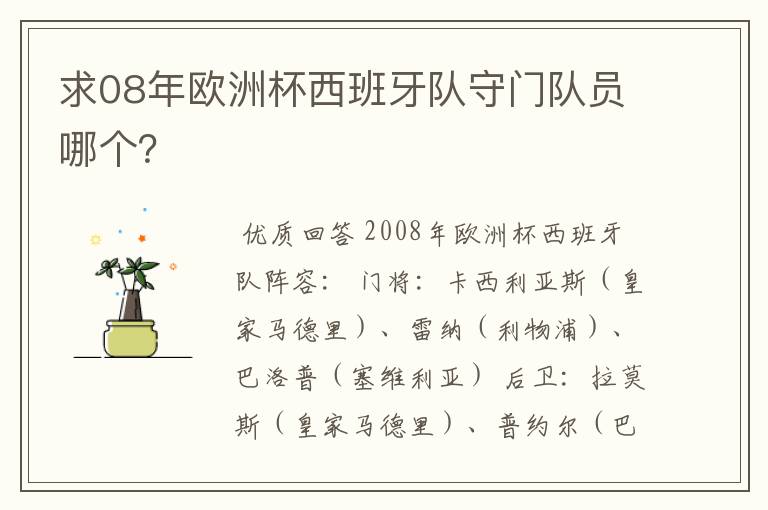 求08年欧洲杯西班牙队守门队员哪个？