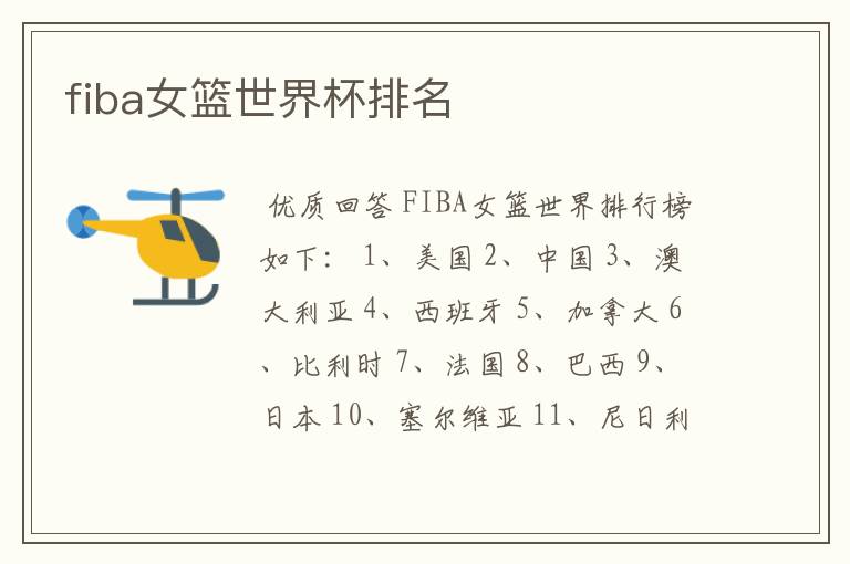 fiba女篮世界杯排名