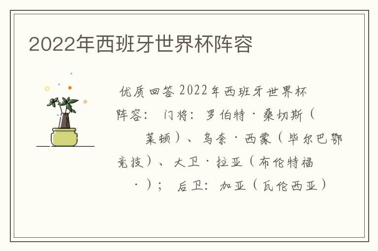 2022年西班牙世界杯阵容