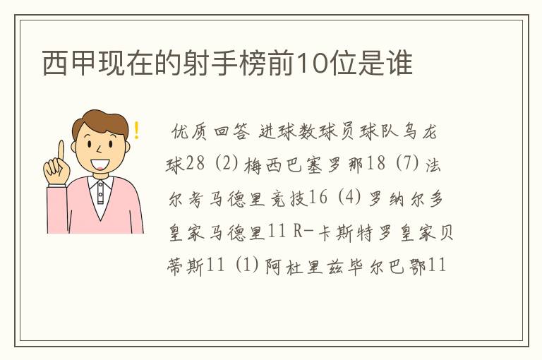 西甲现在的射手榜前10位是谁