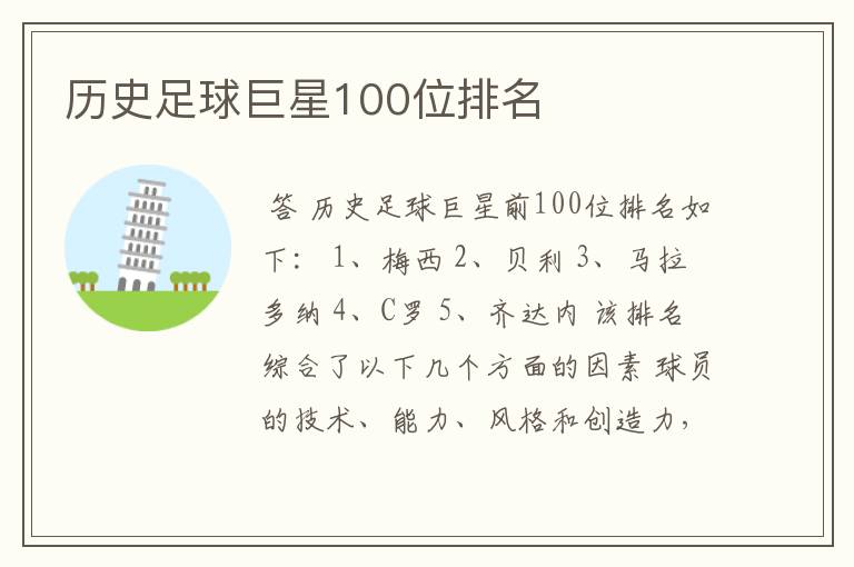 历史足球巨星100位排名