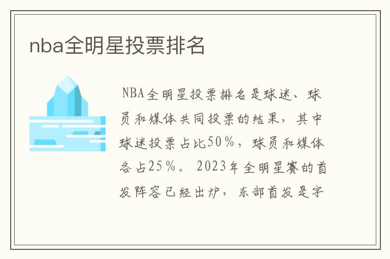 nba全明星投票排名