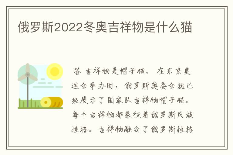 俄罗斯2022冬奥吉祥物是什么猫