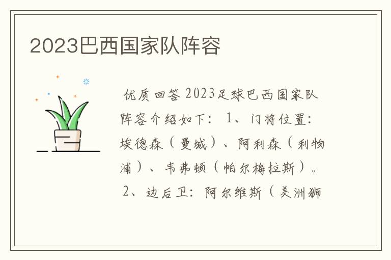 2023巴西国家队阵容