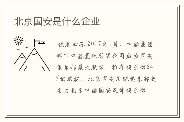 北京国安是什么企业