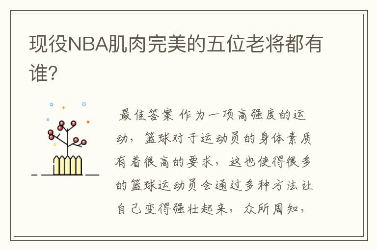 现役NBA肌肉完美的五位老将都有谁？