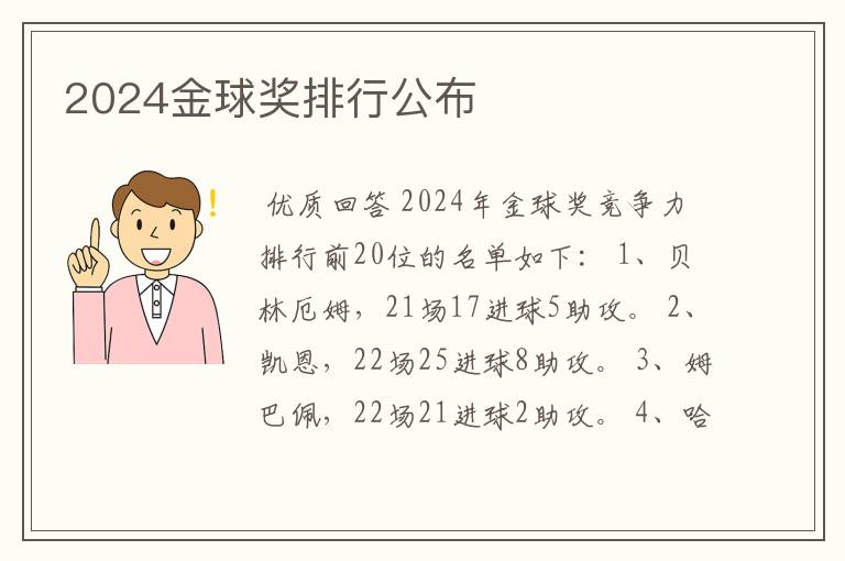 2024金球奖排行公布