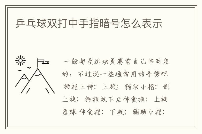 乒乓球双打中手指暗号怎么表示