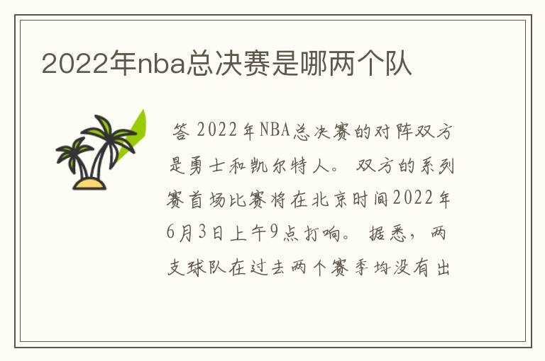 2022年nba总决赛是哪两个队