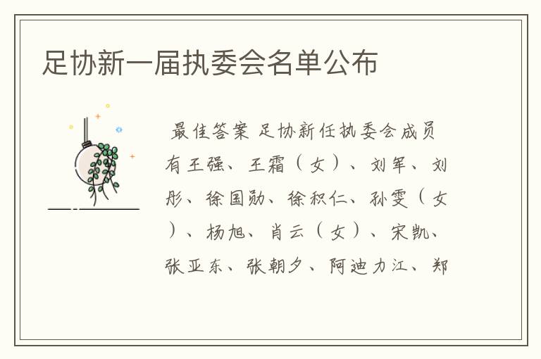 足协新一届执委会名单公布