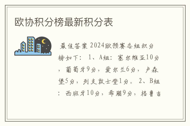 欧协积分榜最新积分表