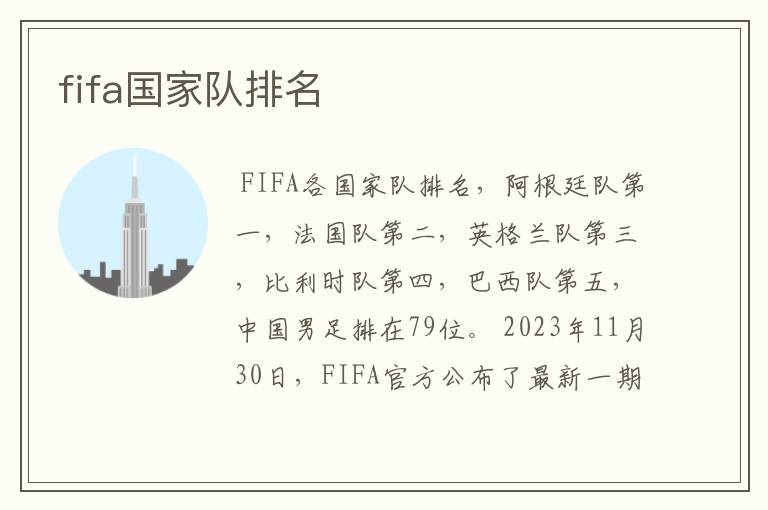 fifa国家队排名