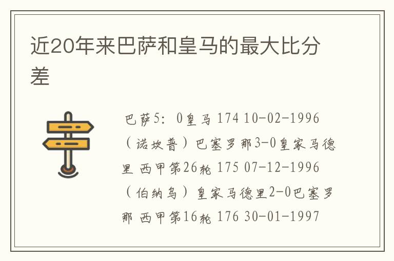 近20年来巴萨和皇马的最大比分差