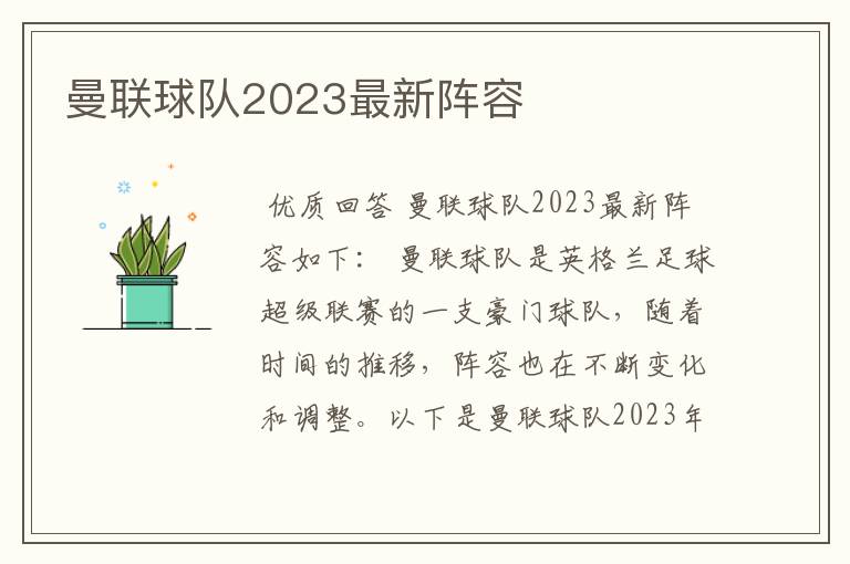 曼联球队2023最新阵容