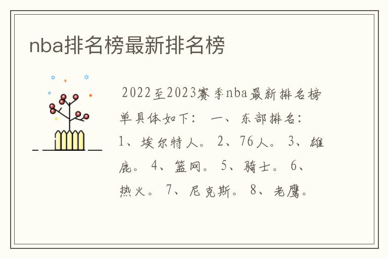 nba排名榜最新排名榜