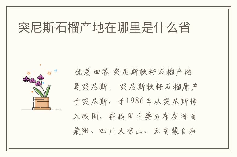 突尼斯石榴产地在哪里是什么省