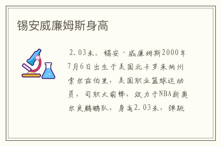 锡安威廉姆斯身高