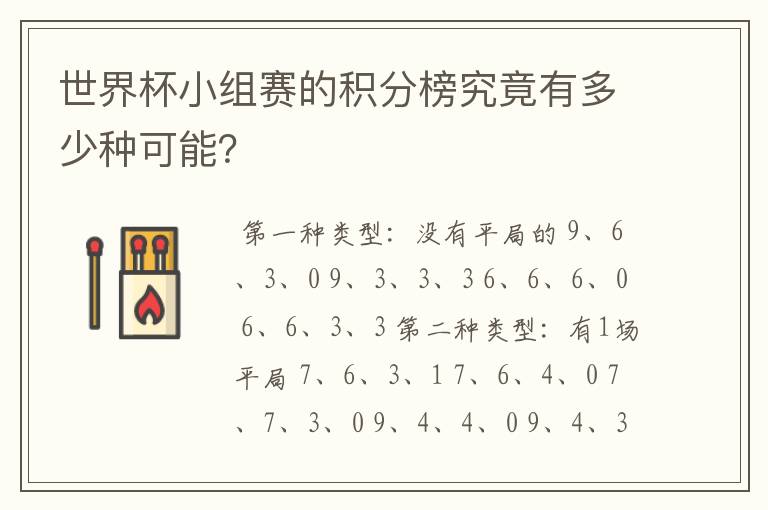 世界杯小组赛的积分榜究竟有多少种可能？