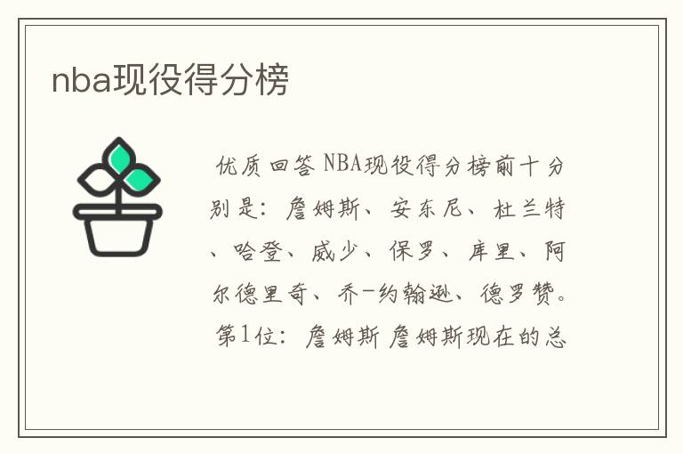 nba现役得分榜