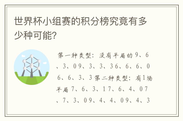 世界杯小组赛的积分榜究竟有多少种可能？