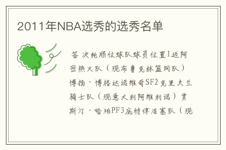 2011年NBA选秀的选秀名单