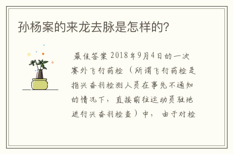 孙杨案的来龙去脉是怎样的？