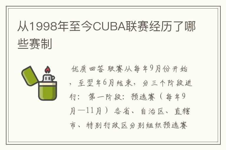 从1998年至今CUBA联赛经历了哪些赛制