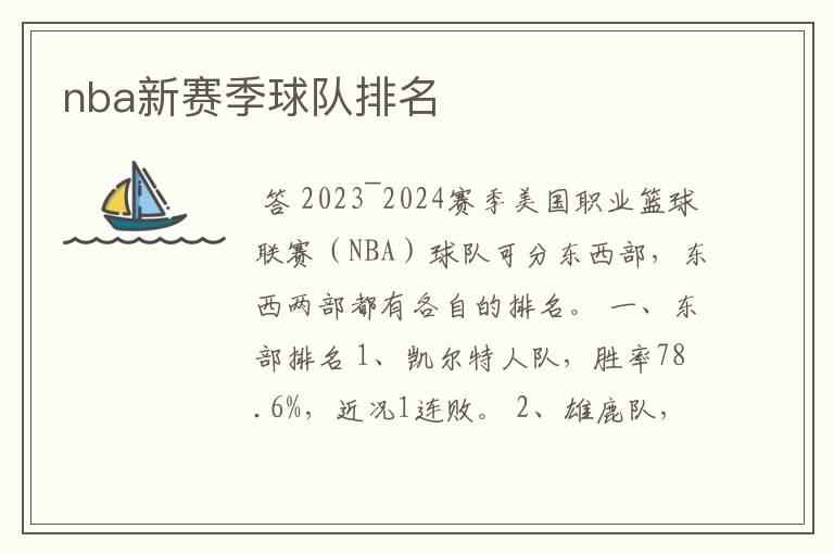 nba新赛季球队排名