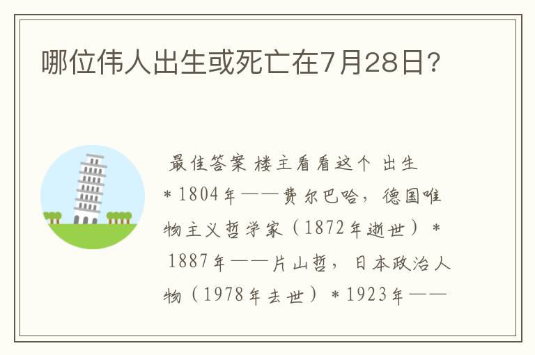 哪位伟人出生或死亡在7月28日?