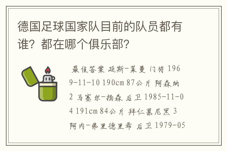 德国足球国家队目前的队员都有谁？都在哪个俱乐部？