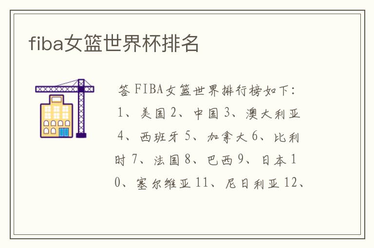 fiba女篮世界杯排名