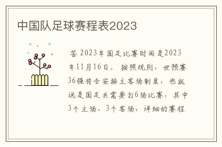 中国队足球赛程表2023