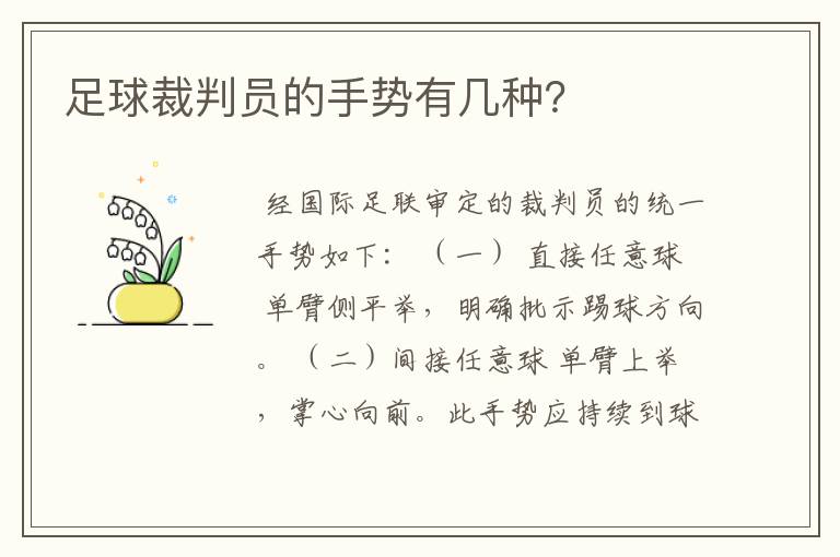 足球裁判员的手势有几种？