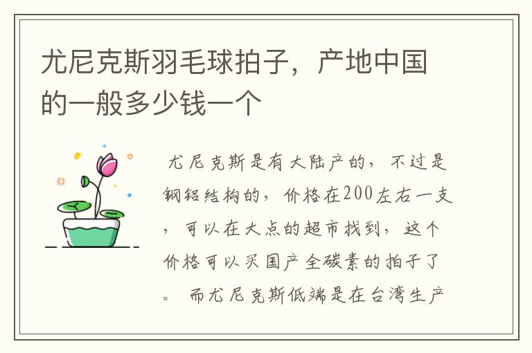 尤尼克斯羽毛球拍子，产地中国的一般多少钱一个