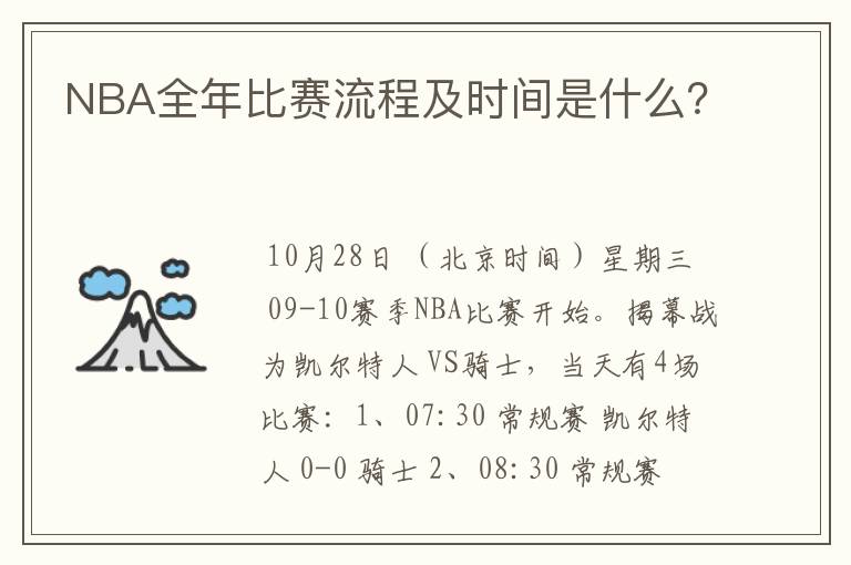 NBA全年比赛流程及时间是什么？