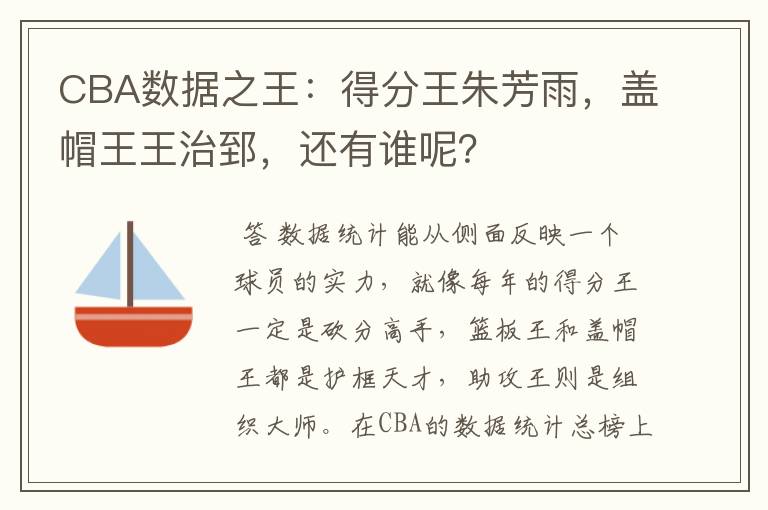 CBA数据之王：得分王朱芳雨，盖帽王王治郅，还有谁呢？