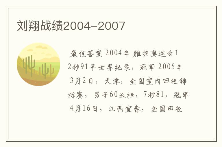 刘翔战绩2004-2007