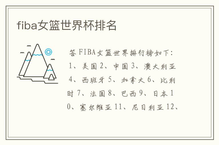 fiba女篮世界杯排名